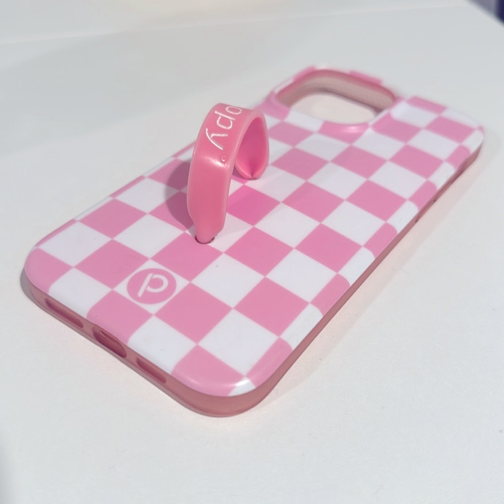Pink Checkered 14 Pro Max Loopy Case